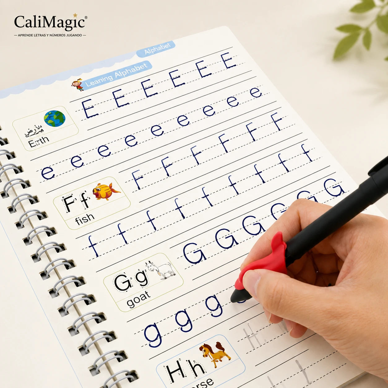 CaliMagic - Aprende letras y números jugando - Set 4 cuadernos magic de caligrafía