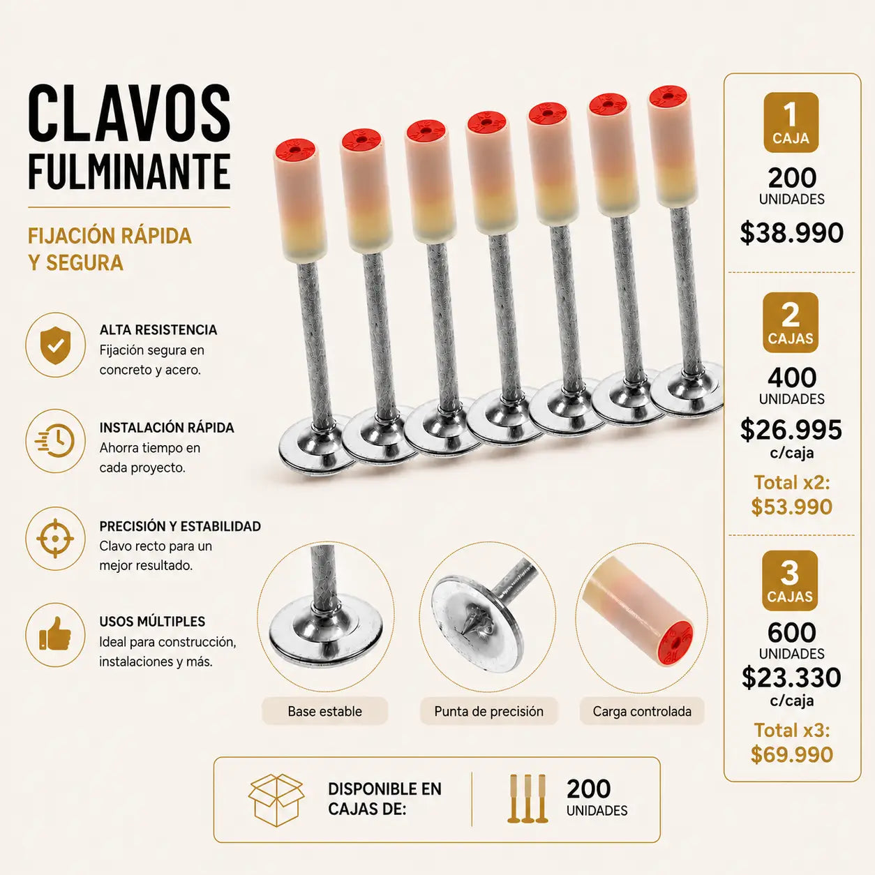 Clavos Fulminante 200 unidades