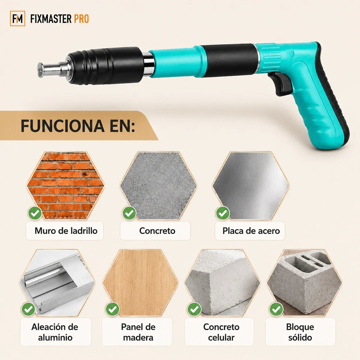 FixMaster Clavadora Manual Portátil - Incluye 200 Clavos de Regalo